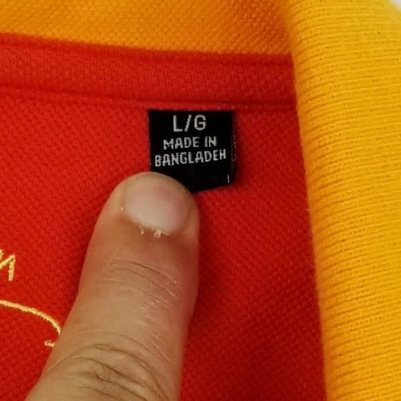 Robert Graham Large Men's Orange Embroidered Button Hem Short Sleeve Cotton Polo - Picture 3 of 7